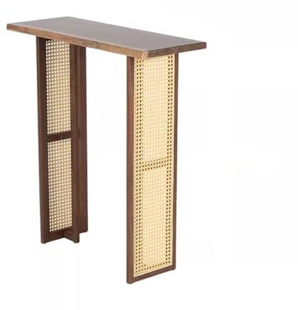 Mesa de Recibidor Mesa Consola China De Nogal Negro, Madera Maciza Montada En Pared Salón, Larga Extremadamente Estrecha