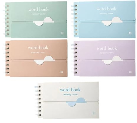 MLWSKERTY Pack De 5 Cahiers De Vocabulaire Portables Avec Méthodes D'apprentissage Et Conception 'auto-test Pour Une Étude Efficace Planificateur 'étude Portable Avec Rabat