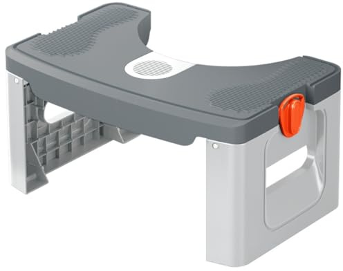 Vilgftyiet Sgabello pieghevole portatile per adulti con piedini antiscivolo, supporto ergonomico per la postura accovacciata per bagno, design salvaspazio, grigio/kaki/blu grigio