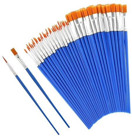 60 Pcs Small Paint Brushes, Paintbrushes with Flat and Round | Paint Brushes for Acrylic, Watercolor, Oil Paints, Face Art