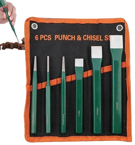 Juego de punzones y cinceles | Herramientas de mano de metal resistentes a la corrosión, 6 piezas de punzón central de pasador cónico, para madera, cemento, metal, modelado de piedra, tallado