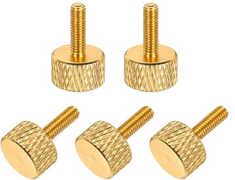 QUARKZMAN 5 tornillos moleteados de cabeza plana M3 x 10 mm dorados.