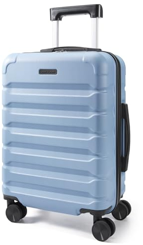 LIGHT FLIGHT Handgepäck Koffer Trolley, Erweiterbarer 55 x 38 x 22cm 360° | ABS, 4 Doppel-Rollen Silent Spinner Rädern Entspricht (vor der Erweiterung) den Standards von easyJet, Lufthansa und Condor