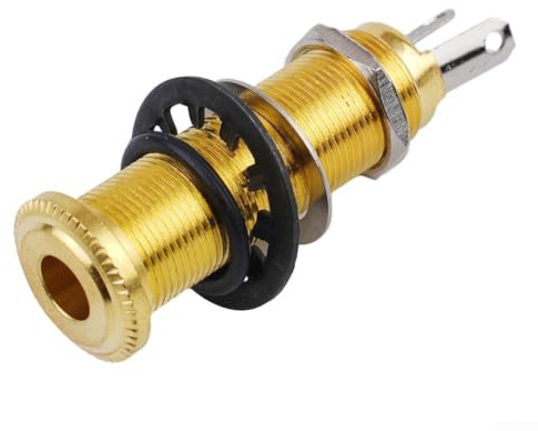 Gitarren Ausgangsbuchse 6,35mm Klinkenbuchse Metall für E-Gitarre & Bass - für robuste Einbaubuchse mit Geräuschreduzierung - Panel Mount Socket Chrome Schwarz Gold(Gold)