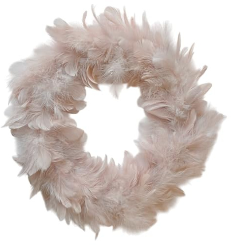 MACOSA KW301235 Federkranz Beige Rose 35cm Ø Dekokranz modern Osterdeko Tischdeko Türkranz Dekoration Ostern Frühling Kranz Osterkranz (35 x 35 x 5 cm)