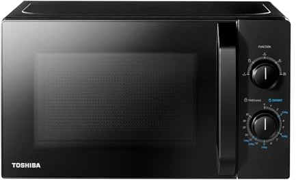 Toshiba MW2-MM20PE(BK) Freistehend Mikrowelle/Solo-Mikrowelle / 20L / 700W / 5 Leistungsstufen mit praktischer Auftaufunktion/LED-Beleuchtung im Innenraum/Schwarz