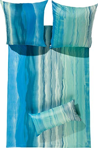 Estella Bettwäsche Nika Mako-Interlock-Jersey türkis Größe 1x 155x220 cm + 1x 40x80 cm