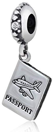 925 Sterling Silber Reisepass Charm Flugzeug Charm Reise Charm Weihnachten Charm für Pandora Charm