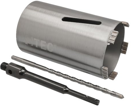 BTEC Diamant Betonbohrkrone mit 180mm Nutzlänge für Kernbohrungen in Beton, Mauerwerk Ziegel, Poroton uvm. SDS-plus lang (200mm) Aufnahme und Zentrierbohrer Ø 112 mm