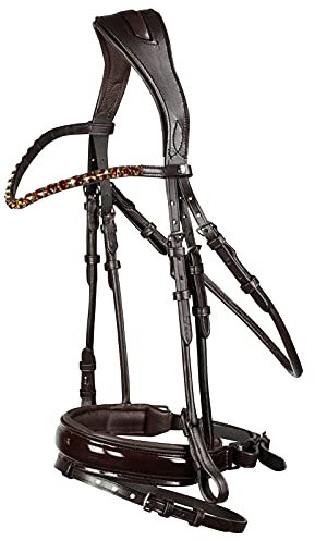 HORZE Pferde Trense Clermont anatomisch, Trensenzaum für Warmblut und Vollblut, Braun, F