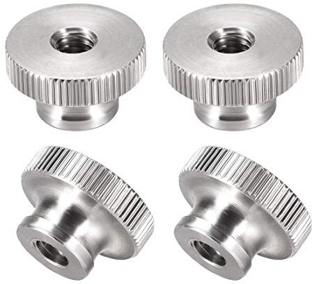 sourcing map 4 Stücke gerändelte Daumenmuttern M6 runde Knöpfe mit Kragen 304 Edelstahl