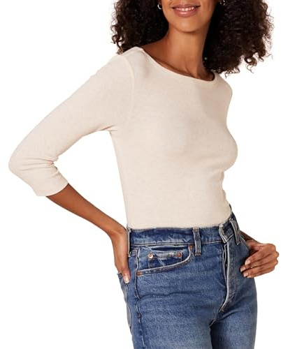 Amazon Essentials Women's Slim-Fit 3/4-Sleeve Boat-Neck T-Shirt