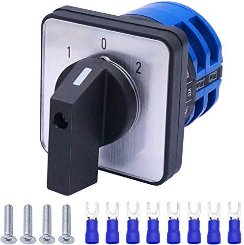 Taiss/Universal Selector Changeover Switch 32A 690V 3 Position 8 Terminals Latching Rotary Cam Switch + SV2-4s Blue Connection Terminal LW26-32/2