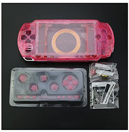 New Replacement PSP 1000 Full Housing Shell Cover with Buttons Screws Set -Clear Pink