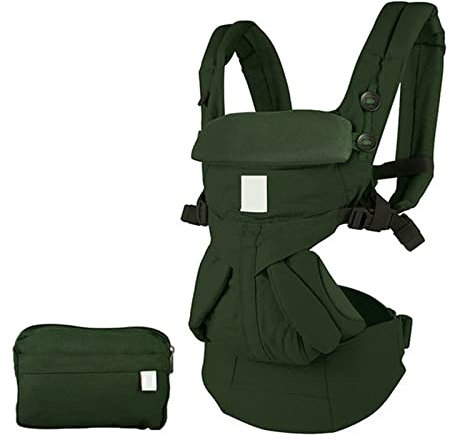 WPHH Babytrage, Atmungsaktiver Multifunktions Kindertrage Rucksack Mit 2 Arten Von Tragemethoden, Ergonomischer Baby Hüftsitz Babytragetuch Für Die Ganze Saison,Grün
