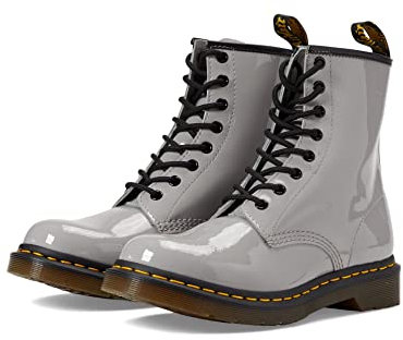 Dr. Martens Brogue 3989 para hombre, Lamper de charol gris zinc, 37 EU