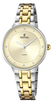 Festina Damenuhr Analog aus Edelstahl 316l Multi | Quarzwerk, Widerstandsfähiges Mineralglas, Wasserdicht 5 ATM F20625/2, Mademoiselle