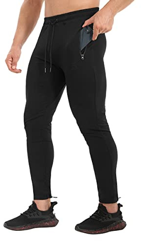 BROKIG Men Gym Joggers Running Tracksuit Bottoms Trousers M Carbon Black