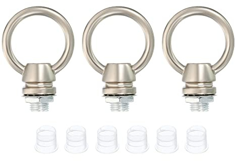 PATIKIL 15kg Load 25mm ID M10 Lamp Female Loop Holder, 3 Set Lifting Eye Nut Hook Ring Shape Structural Support to Chandelier Lighting Fixtures, Nickle Color