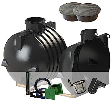 Garten-Zisternen Regenwassertank Zisterne Duo 12000 Liter Ozeanis (mit Filterset, begehbarer Abdeckung + Pumpenset)