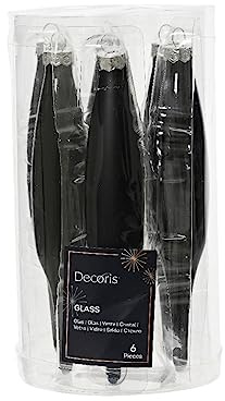 Kaemingk Christbaumschmuck Glas 15cm 6 Stück Set Eiszapfen Weihnachtskugeln Schwarz
