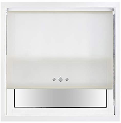 FURNISHED Tageslichtrollos mit dreifachen Diamantösen und Metallbeschlägen, zuschneidbar - Creme, 110W x 165H cm