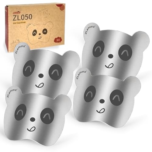 Panda Finger Guards for Cutting Food 4 pcs Set, Premium Stainless Steel Finger Protector for Chopping, Slicing Vegetables, Fruits, Meat, Kitchen Tool Gifts for Kids and Adult