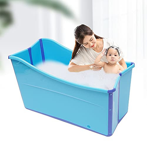 Faltbare Badewanne Erwachsene Kinder,Babyschwimmbecken,mobile Badewanne freistehend für Badezimmer,Foldable Bathtub 98x50x56cm,Tragbare Klappbadewanne für Badezimmer,Blau