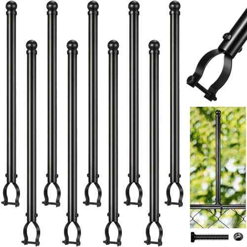 Hicarer 9 Pcs 1-3/8 Chain Link Fence Post Extender 20 Inch Extension Height Galvanized Chain Link Fence Extension for Privacy and Dogs (Black)