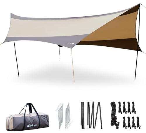 Zeltplanen 5.6x5.6m,UV-beständiger tarp mit stangen,wasserdichte Ultraleicht,Tarp wasserdicht geeignet für Camping und Picknicks
