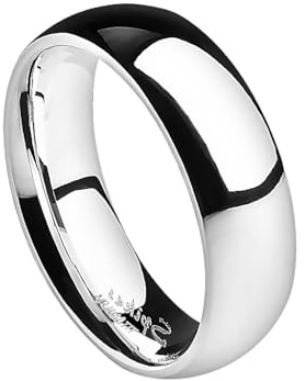 Paula & Fritz® Ring Herren Silber Poliert Titan-IUM Grade 2 Größe 59 (18,8) 6-mm Ring-Breite Partnerring Verlobungsring Kuppel-Ring Damen-Ring Hochglanz