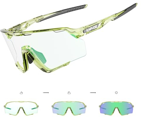 KAPVOE Selbsttönend Fahrradbrille Photochromatische Radbrille MTB Brille Herren Damen Klar Sportbrille Rennrad Sonnenbrille Radsport Laufen Golf Baseball Wandern Volleyball Tennis Angeln Softball 008
