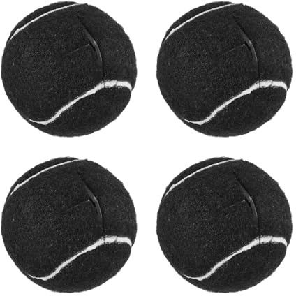 sourcing map Precut Walker Tennis Balls, 4Pcs - Tennis Balls for Chairs, Tennis Table Leg Covers, Felt Pad Glide Balls for Furniture Legs Floor Protection (Black)