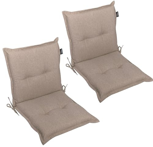 LILENO HOME Gartenstuhl Auflagen als [2er Set - Niedriglehner] in Taupe Y | bequeme Liegen als Sitzauflagen für Gartenmöbel - Stuhlkissen für Gartenstühle und Klappstühle MAR