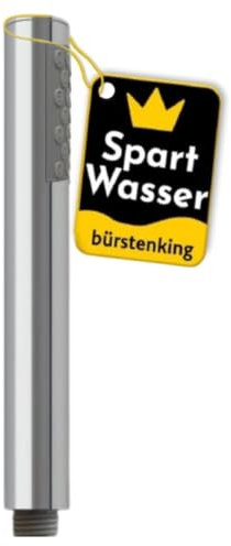 Bürstenking Stabbrause Duschkopf, wassersparend, G ½“ Anschlussgewinde, einfache Montage, leicht zu reinigende Regendusche, Handbrause mit Silikon Düsen, Chrom