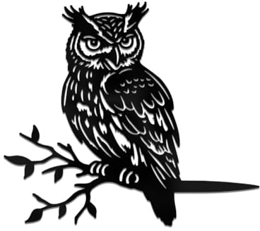 WADORN Owl on Branch Metal Yard Art Decor, Owl Bird Stainless Steel Outdoor Tree Silhouette Stake for Tree Yard Garden Patio Animal Outdoor Decor Gift for Housewarming Home Art Decor