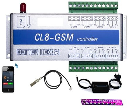 Schiebetor-Bausatz CL8-GSM-NC Drahtloses SMS-Alarmsystem, Temperaturüberwachung, GSM-Alarm + Sensor mit Stromausfallalarm Elektrischer Toröffner-Bausatz(Kit4)