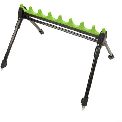 BlissfulAbode Supporto per canna da pesca telescopico regolabile a 2 sezioni in lega di zinco, supporto per canna da pesca all'aperto, supporto per canna da pesca a 8 fori, 4 gambe e 8 supporti per