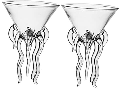 COLLBATH 2pcs Octopus Design Cocktail Glasses Elegant Mojito Glasses for Home Bars Parties