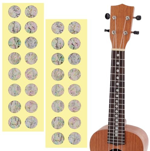 AHANDMAKER Griffbrett Position Marker 32 PCS Gitarre Griffbrett Aufkleber Runde Griffbrett Inlay Aufkleber Gitarre Griffbrett Inlay Aufkleber Für 6 Saiten Gitarre oder Bass Dot Fret Markers