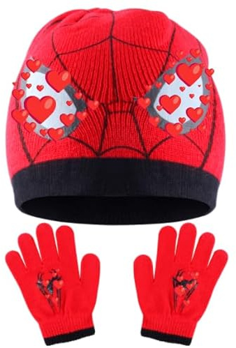 Forninc Spiderma Conjunto de Invierno Para Niños, Adecuado Para Niños y Niñas Guantes Para, Gorra,guantes de invierno, 2 Pcs