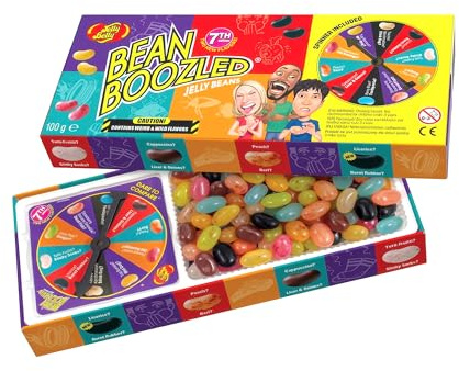 Jelly Belly Bean Boozled (100g) Süßigkeiten Spaß mit Glücksrad Jelly Beans | Extremes Spiel für Mutige – 20 klassische & verrückte Sorten für Party, JGA & Spielabend