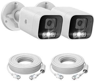 AKINGUAR 2 Stück 5MP Add-on PoE Überwachungskamera Aussen, Smarte IP Kamera mit Ethernet-Kabel, mit Gesichtser/Personen/Fahrzeugerkennung, Nachtsicht, IP66 Wasserfest, Funktioniert NVRs
