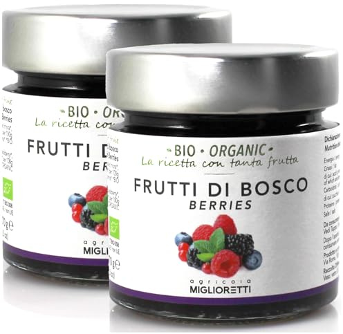 Agricola Miglioretti Confettura di Frutti di Bosco Biologica 2x270g – Ideale per Colazione e Dolci con Frutti selezionati e Zucchero di Canna, Senza Pectina e Conservanti, Naturale e Genuina