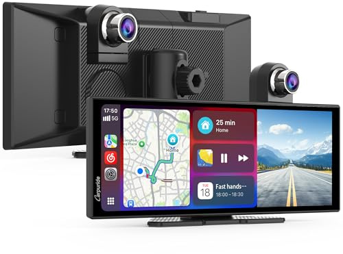 Carpuride W125A mit Kabellosem CarPlay& Android Auto Bildschirm mit Dashcam | 11,26-Zoll-HD-IPS-Bildschirm, 4K-Frontkam + 1080P-Rückkam, Loop-Aufnahme, Bluetooth-Audio, GPS, Siri, Musik, Mirror Link