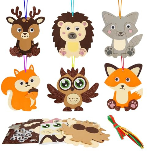 Smdbzda 12 Stück Herbst Tier Bastelsets für Kinder, Filz Herbst Basteln Kindern Herbstdeko, Bastelset Herbst Kinder mit Moosgummi Aufkleber, für Jungen Mädchen Herbstszeit Thanksgiving Geburtstag