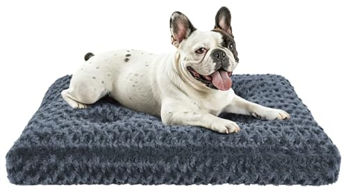 Homaxy Hundebett Mittelgroße Hunde, Flauschig Ergonomisches Hundematte Hundekissen waschbar Hundebetten mit rutschfest Unterseite Haustierbett, 74x54x7cm, Dunkelgrau