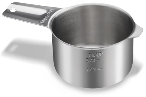 Juego de tazas medidoras de acero inoxidable de 240 ml de 8 onzas, tazas medidoras de alimentos húmedos y secos, control de porciones, cuchara de metal para comida para perros, utensilios de cocina