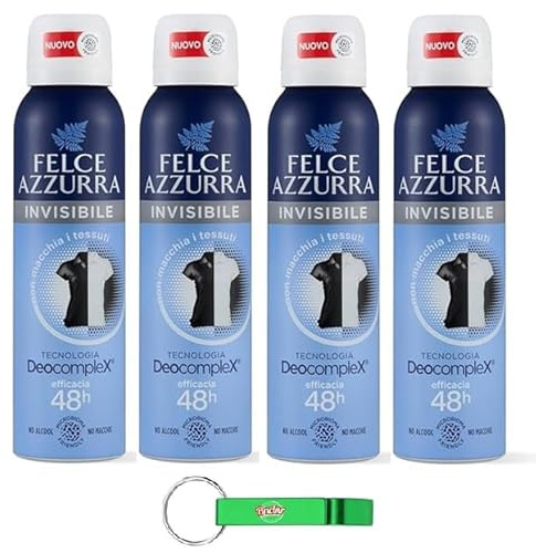 Felce Azzurra Deodorante Spray Invisibile Deocomplex, Efficacia 48 ore, Nessuna macchia, 150 ml + Portachiavi Beni Culinari