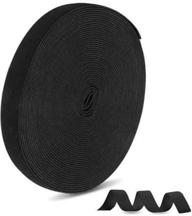 HMCEY Cinta Elastica Costura 0.6 CM X 10 M,Goma Elastica Pantalones,Elastic Band Sewing,Banda Elásticas Plana Negro,Cinta Tapiceria Elásticas,Banda para Producción de Ropa para Manualidades DIY